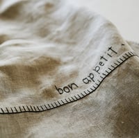 Image 1 of natural flax apron with pocket stitched detail