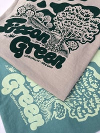 Image 2 of Fitton Green T-Shirt - light sage ink on frosty lichen colored shirt