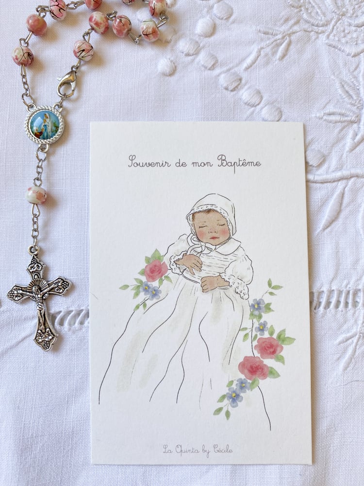 Image of Image de baptême bébé et fleurs
