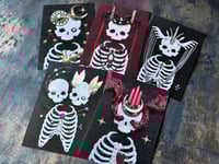 Image 4 of Set Ethereal - Set of 5 Postcards Prints of Skeleton Embroidery
