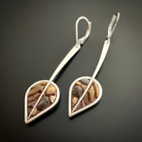 Image 1 of Agate and Pebble Leaves and Stems Earrings