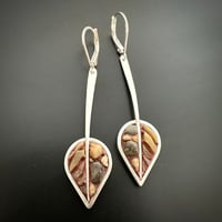 Image 2 of Agate and Pebble Leaves and Stems Earrings