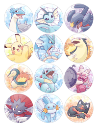 Image 3 of Pokemon prints, stickers, and buttons (set 1 and 2)