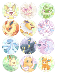 Image 4 of Pokemon prints, stickers, and buttons (set 1 and 2)