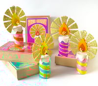 Image 1 of Handmade Retro Felt Christmas Sparkly Candle Ornaments