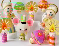 Image 5 of Handmade Retro Felt Christmas Sparkly Candle Ornaments