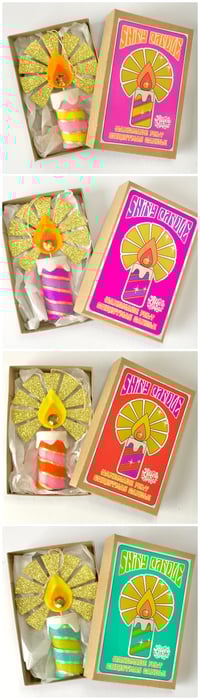 Image 3 of Handmade Retro Felt Christmas Sparkly Candle Ornaments