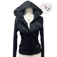 Image 1 of CECIL McBEE Black Hooded Ribbed Jacket