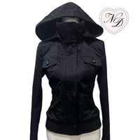 Image 2 of CECIL McBEE Black Hooded Ribbed Jacket