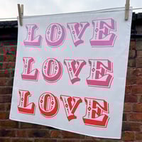 Image 1 of Love Love Love pink and red printed cotton handkerchief