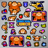 Image 2 of Donkey Kong Jr. Arcade Sticker/Magnet Sets (27 Pieces)