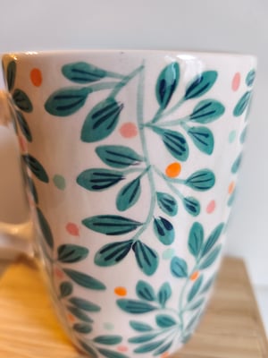 Image of  Grande tasse anse feuillage bleu 