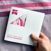 Image 2 of Love Love Love pink and red printed cotton handkerchief