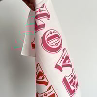 Image 5 of Love Love Love pink and red printed cotton handkerchief