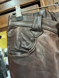Image 4 of 1960s East West Musical Instruments Full Leather Bell Bottom Pants 28/ 30” Waist 