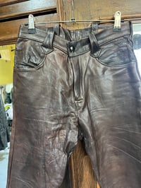 Image 6 of 1960s East West Musical Instruments Full Leather Bell Bottom Pants 28/ 30” Waist 