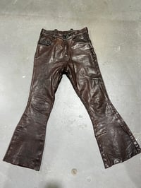 Image 7 of 1960s East West Musical Instruments Full Leather Bell Bottom Pants 28/ 30” Waist 