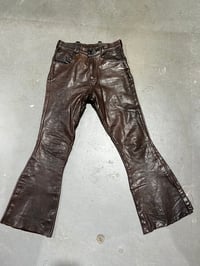 Image 8 of 1960s East West Musical Instruments Full Leather Bell Bottom Pants 28/ 30” Waist 