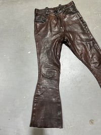 Image 9 of 1960s East West Musical Instruments Full Leather Bell Bottom Pants 28/ 30” Waist 