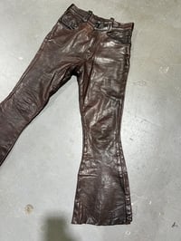 Image 10 of 1960s East West Musical Instruments Full Leather Bell Bottom Pants 28/ 30” Waist 