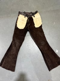 Image 14 of 1960s East West Musical Instruments Full Leather Bell Bottom Pants 28/ 30” Waist 