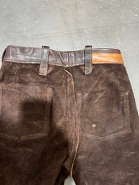 Image 20 of 1960s East West Musical Instruments Full Leather Bell Bottom Pants 28/ 30” Waist 