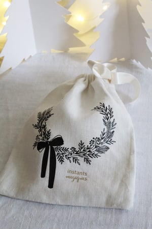 Image of Pochon en lin ivoire Noël