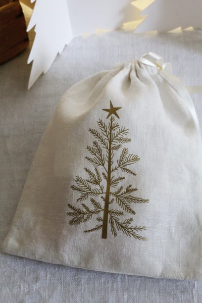 Image of Pochon en lin ivoire 