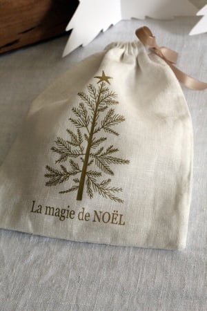 Image of Pochon en lin ivoire Magie de Noël
