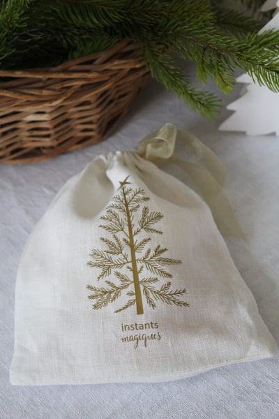 Image of Pochon en lin ivoire Instants magiques