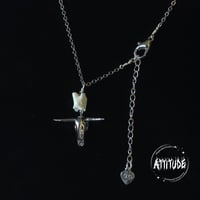 Image 3 of Silver Gothic Bull Skull Snake Charm Necklace - Rhodium plated, handmade in London