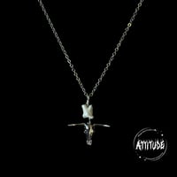 Image 2 of Silver Gothic Bull Skull Snake Charm Necklace - Rhodium plated, handmade in London