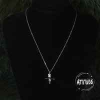 Image 4 of Silver Gothic Bull Skull Snake Charm Necklace - Rhodium plated, handmade in London