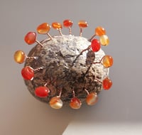 Image 3 of Handmade Paper Mache Heart Decor with Carnelian Stones – Unique Crystal Art