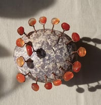 Image 5 of Handmade Paper Mache Heart Decor with Carnelian Stones – Unique Crystal Art