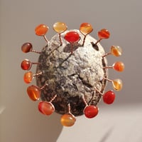 Image 6 of Handmade Paper Mache Heart Decor with Carnelian Stones – Unique Crystal Art