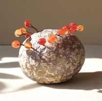 Image 2 of Handmade Paper Mache Heart Decor with Carnelian Stones – Unique Crystal Art