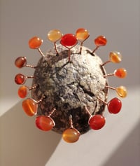 Image 4 of Handmade Paper Mache Heart Decor with Carnelian Stones – Unique Crystal Art