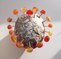 Image 1 of Handmade Paper Mache Heart Decor with Carnelian Stones – Unique Crystal Art