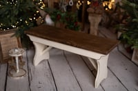 Image 6 of  Wooden bench cream &brown vintage