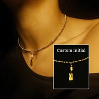 Image 1 of Custom Initial 18k Gold Choker Necklace - handmade in London