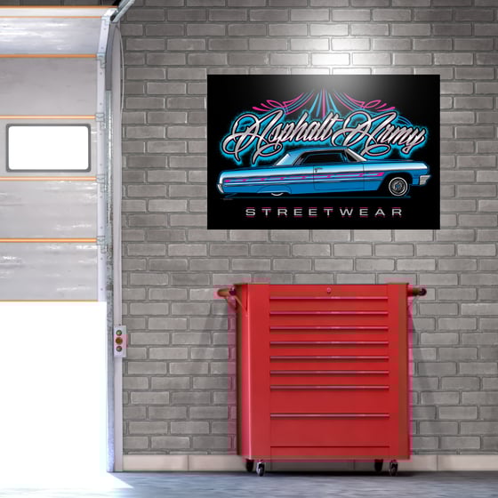 Image of 64 Impala Banner Blue/Pink (36x24)