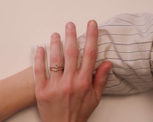 Image of 18ct Rose gold, pale grey rose-cut diamond Floral Carved ring (LON271)