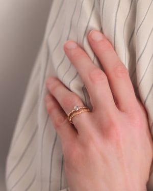 Image of 18ct Rose gold, pale grey rose-cut diamond Floral Carved ring (LON271)