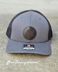 Image 2 of BISON Leather Patch RICHARDSON 112 TRUCKER SNAPBACK - CHARCOAL/BLACK