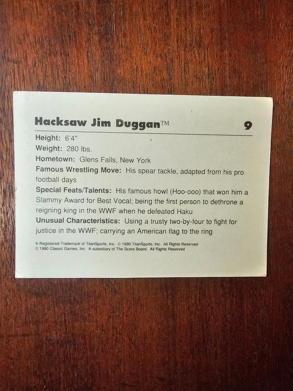 Image of WWF Classic SIGNED Hacksaw Jim Duggan SIGNED Trading Card (Option 3)