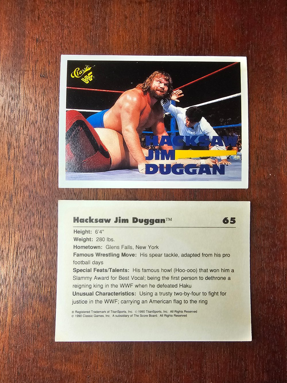 Image of WWF Classic Hacksaw Jim Duggan SIGNED Trading Card