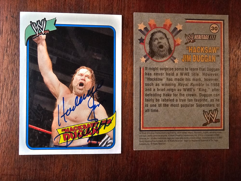 Image of WWE Heritage Hacksaw Jim Duggan SIGNED Trading Card