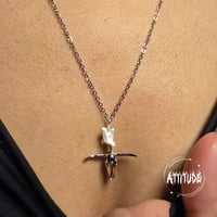 Image 1 of Silver Gothic Bull Skull Snake Charm Necklace - Rhodium plated, handmade in London