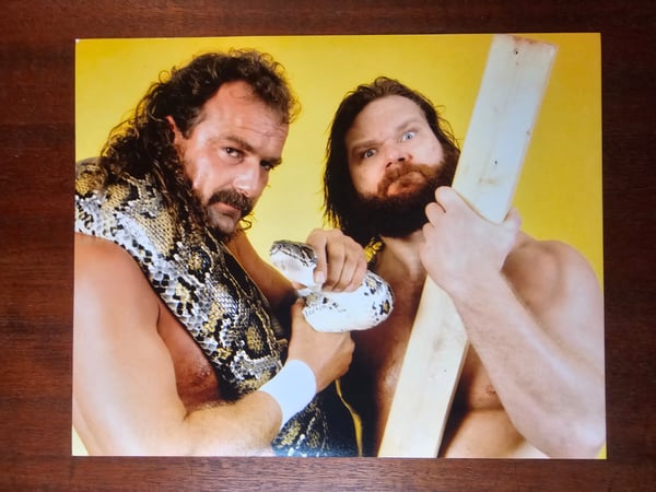 Image of Hacksaw Jim Duggan ft. Jake The Snake Roberts SIGNED 8x10